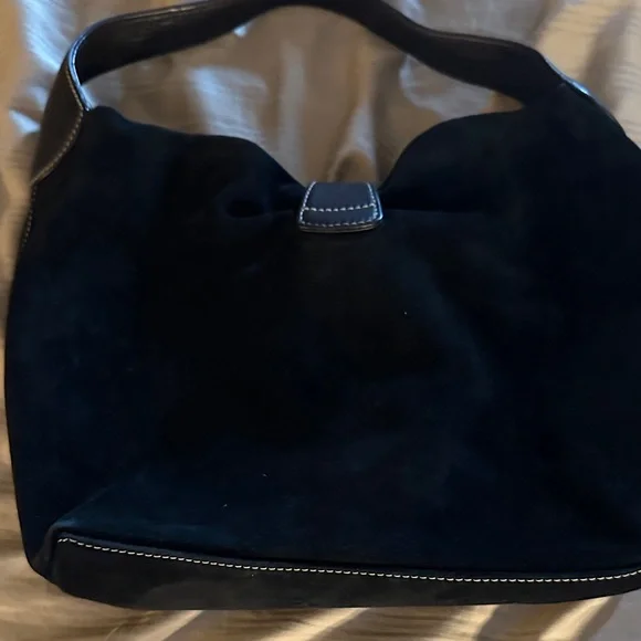 Dooney & Bourke Black Suede Hobo Bag - Picture 4 of 11